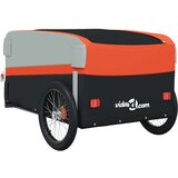 vidaXL Kolesarska prikolica črna in oranžna 45 kg železo | Shoptok.si