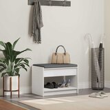  Klupa za hodnik s jastukom s policom Bijeli 63 x 38 x 45 cm | shoptok.hr