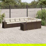 vidaXL 10-dijelni set vrtnih sofa od poliratana s jastucima smeđi | shoptok.hr