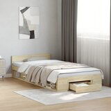 Maison Chic Posteljni okvir - Enojna postelja - Postelja za odrasle s predalom sonoma hrast 90x200 cm inž. les, (21696472) | Shoptok.si