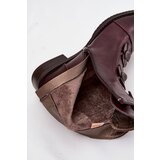 Boto Insulated women's ankle boots with flat heel and decorative flowers Bordeaux Pravienne | shoptok.hr