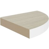 vidaXL kutna zidna polica boja hrasta i bijela 35 x 35 x 3,8 cm MDF | shoptok.hr
