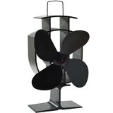 vidaXL Ventilator za kamin na toploto s 4 krili črn | Shoptok.si