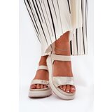 S. BARSKI Women's Wedge and Platform Sandals with Decorations S.Barski HY056 Beige | Shoptok.si