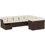 vidaXL 10-dijelni set vrtnih sofa od poliratana s jastucima smeđi | shoptok.hr