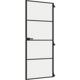 vidaXL Notranja vrata ozka črna 83x201,5 cm kaljeno steklo in aluminij, (20983139) | Shoptok.si