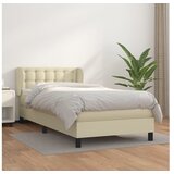  Box spring postelja z vzmetnico krem 100x200 cm umetno usnje | Shoptok.si