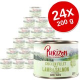 Purizon Adult 24 x 200 g - brez žit - Miks (8x losos, 8x divja svinja, 4x jagnjetina & losos, 4x losos & puran) Cene