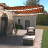 vidaXL Ročno zložljiva tenda z LED lučmi 400x350 cm oranžna in rjava | Shoptok.si
