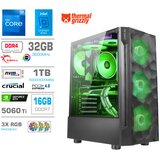 MEGA Računalnik MT S7 i7-12700KF/RTX5060Ti-16GB/32GB/1TB/750W/Brez OS RGB + Estetski napajalni kabli [Zelena / Črna], (5000273652) | Shoptok.si