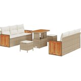  9-dijelni set vrtne soferice s jastučićima bež poli ratan akacija 2-sjedna vrtna sofa s jastučićima bež poli ratan 3-dijelni s | shoptok.hr