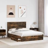  Krevet s od storage s uzglavljem Dimljeni hrast 160 x 200 cm | shoptok.hr