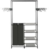 vidaXL Stojalo za oblačila jeklo in netkano blago 87x44x158 cm črno | Shoptok.si