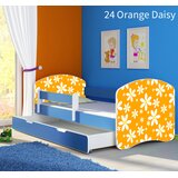  Dječji krevet ACMA s motivom, bočna plava + ladica 160x80 cm 24 Orange Daisy | shoptok.hr