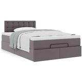 vidaXL Otomanski posteljni okvir z vzmetnico siv 120x190 cm um. usnje, (21610724) | Shoptok.si