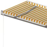 vidaXL Ročno zložljiva tenda s stebrički 4,5x3 m rumena in bela | Shoptok.si