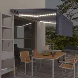 Automatska tenda s roletom i senzorom LED 4 5x3 m plavo-bijela