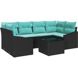 vidaXL Set sofe 7 kom. 3-Broj sjedala Crna i turkizna poliratan - Crna | shoptok.hr