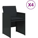 vidaXL Vrtni stoli z blazinami 4 kosi črn poli ratan | Shoptok.si