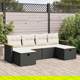 vidaXL 6-dijelni set vrtnih sofa s jastucima crni od poliratana | shoptok.hr