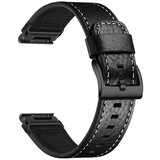 INF Združljiv s Garmin Fenix 8/7X/3 - Premium usnjen pašček za uro Black 22 mm, (5000079652) | Shoptok.si