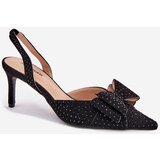 Boto Embellished Stilettos With Open Heel And Bow Black Nilandriela | Shoptok.si