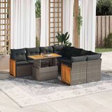 vidaXL 9-dijelni set vrtnih sofa poliratan i bagrem s jastucima sivi | shoptok.hr
