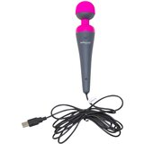 Palm Power Wand - velik masažni vibrator USB z baterijo za napajanje (roza-siva) | Shoptok.si
