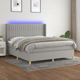  The Living Store Box spring postelja z vzmetnico LED sv. siva 160x200 cm blago - Box Spring Postelja, (21448935) Cene