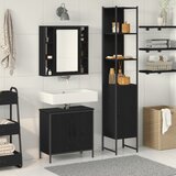 vidaXL omarica pod umivalnikom črni hrast 60x30x60 cm, kopalniška omarica črni hrast 33x33x185.5 cm | Shoptok.si