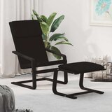 Stolica za opuštanje s tabureom od tkanine crna | shoptok.hr