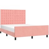  Okvir za krevet s uzglavljem ružičasti 140x190 cm baršunasti | shoptok.hr