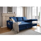 Miuform Tamno plava sklopiva kutna garnitura od samta (s desnim kutom) Lofty Lilly – | shoptok.hr