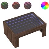 Maison Chic Klubska mizica - kavna mizica - Nizka mizica z neskončnimi LED rjavi hrast 70x50x30 cm, (21752129) Cene