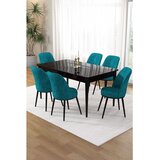 Hanah home trpezarijski set Pir, sto i 6 stolica, ploča u dekoru crnog mermera, tirkizna tkanina Babyface | Eponuda.com