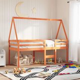  The Living Store Visoka postelja s streho voščeno rjava 90x190 cm trdna borovina - Visoka Postelja, (21496232) Cene