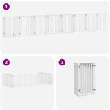 vidaXL Ograda za pse z vrati zložljiva 15 panelov bela 750 cm les | Shoptok.si