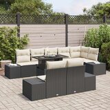  Set vrtnih sofa 9 komada Crna konstrukcija s krem jastučićima | shoptok.hr