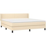 vidaXL Box spring postelja z vzmetnico krem 160x200 cm blago, (20895526) | Shoptok.si