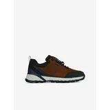 Geox Black-Brown Mens Sneakers with Leather Details Sterrato - Men
