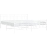  Metalni okvir kreveta uzglavlje i podnožje bijeli 193x203 cm | shoptok.hr