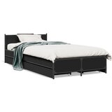 Furnova Posteljni okvir s predali črn 90x190 cm inženirski les, (21944122) | Shoptok.si
