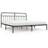 The Living Store Kovinski posteljni okvir z vzglavjem črn 193x203 cm - Posteljni Okvir, (21523572) | Shoptok.si