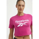 Reebok Bombažna kratka majica Identity ženska, roza barva, 100037588
