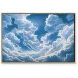  Slika - Blue Sky Breaking Through White Fluffy Clouds 120x80 U prirodnom drvenom okviru | shoptok.hr