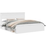  Konstrukcija postelje Bela 200 x 200 cm Masivno borovo les, (5000103846) | Shoptok.si