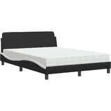 vidaXL Postelja z vzmetnico črna in bela 140x200 cm umetno usnje | Shoptok.si