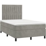 Krevet box spring s madracem LED svjetlosivi 120x200 cm baršun | Eponuda.ba