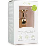 EasyToys Metal No.1 - analni dildo s konusom od bijelog kamena - zlatni (2,5 cm) | shoptok.hr