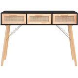  Konzolni stol crni 105x30x75 cm od borovine i prirodnog ratana | shoptok.hr